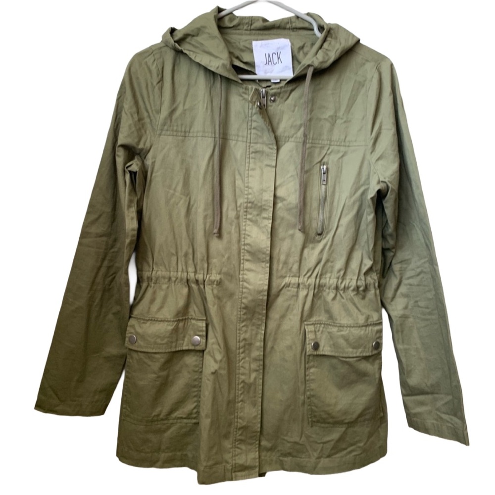 JACK BY BB DAKOTA Women’s Olive Green Hooded Cotton Anorak Jacket Size: Small